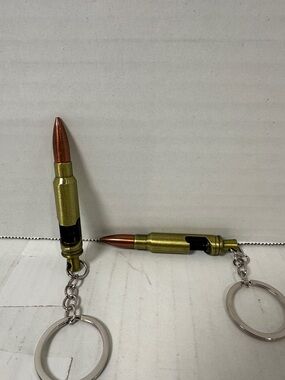 Brass Bullet Bottle Opener Keychain - Gold and Copper